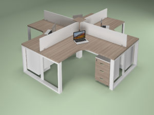 Oxford 4 Person L Shaped Workstation