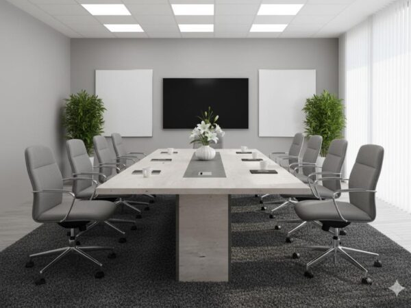 Modern Rectangular Stone-Finish Conference Table