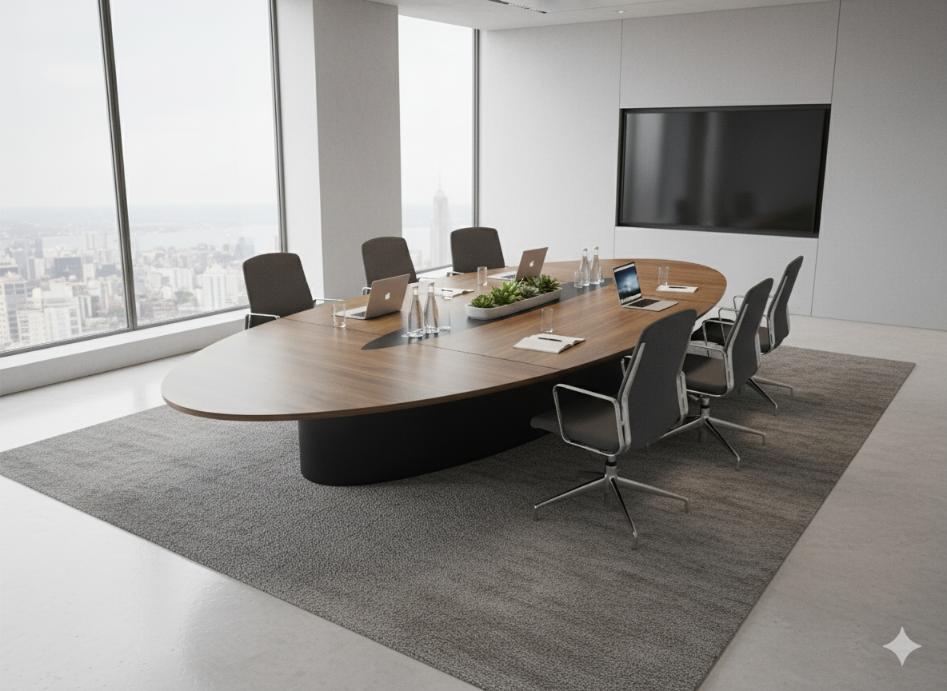 Boat-Shaped Conference Table