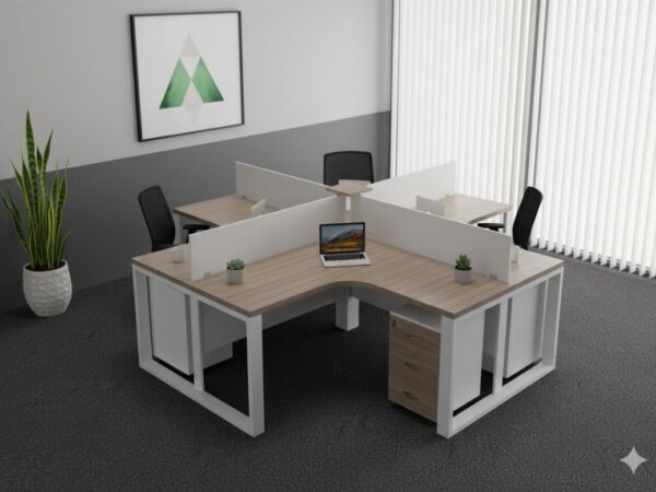 Oxford 4 Person L Shaped Workstation