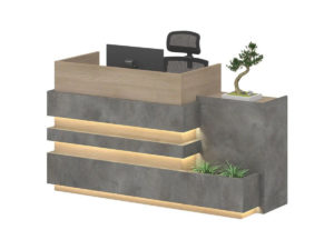 reception desk with planter