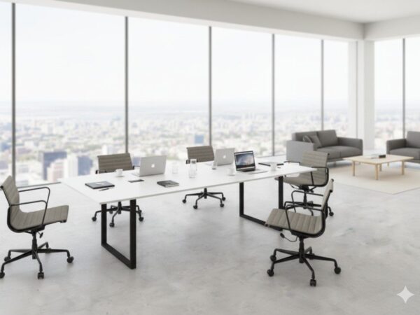 black and white meeting table