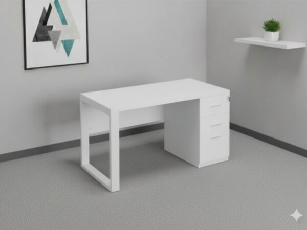 full white 1 person workstation desk