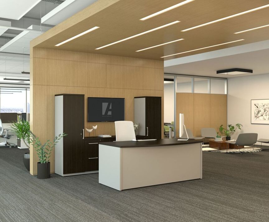 reception desk and cabinet